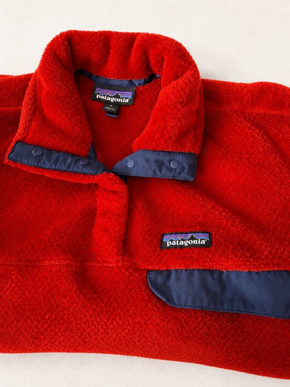 Patagonia Womens red fleece pull over top sweatshirt activewear size L - Picture 4 of 5